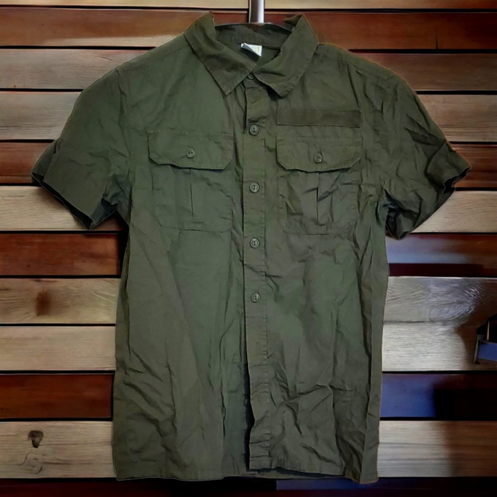 Olive green boys button down